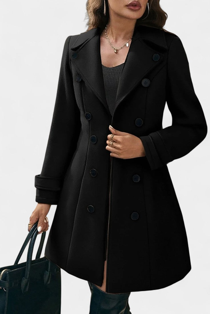 EDEN | Open Coat with Notched Collar and Decorative Buttons