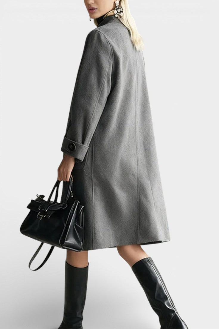 LEONA | Mid-Length Suede Coat with High Collar Vintage