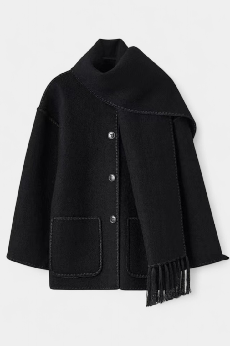 INGRID | Coat with Integrated Scarf and Fluid Silhouette