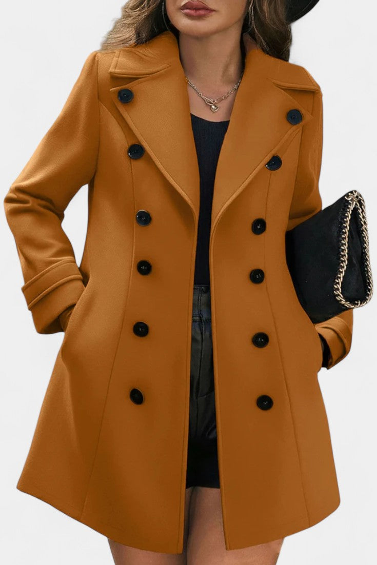 EDEN | Open Coat with Notched Collar and Decorative Buttons