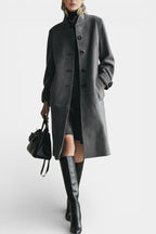 LEONA | Mid-Length Suede Coat with High Collar Vintage