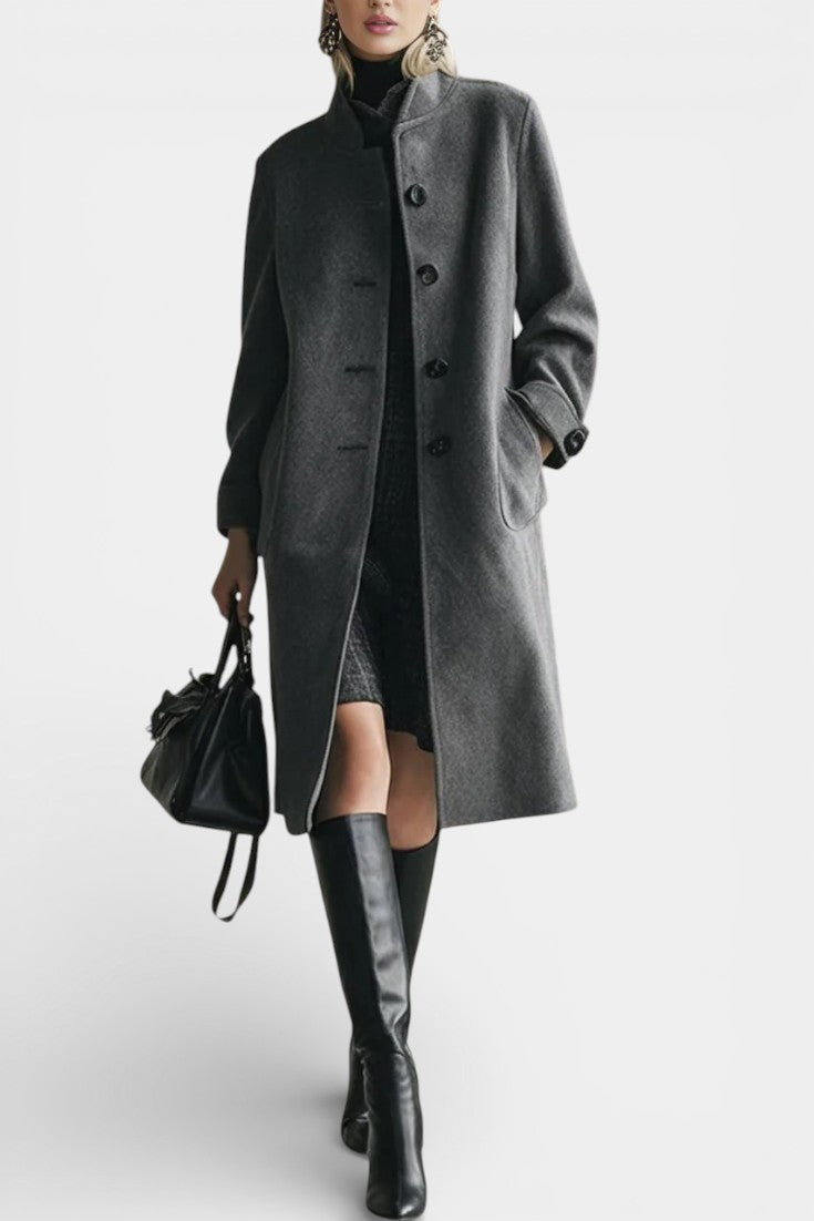 LEONA | Mid-Length Suede Coat with High Collar Vintage