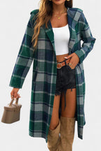 Sandrine Brushed Check Hooded Jacket with Button Closure