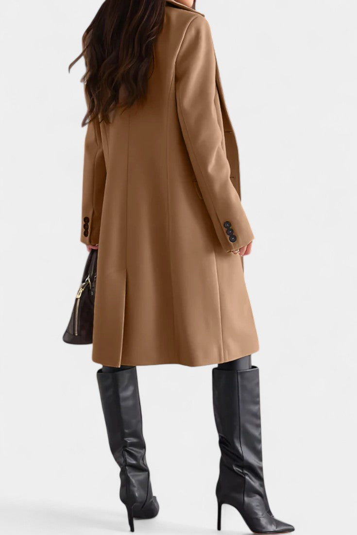 LORENA | Mid-Length Coat with Single Button and Notched Collar