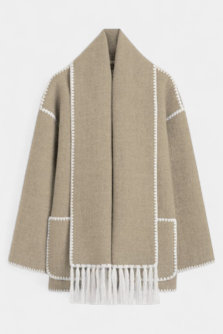 INGRID | Coat with Integrated Scarf and Fluid Silhouette