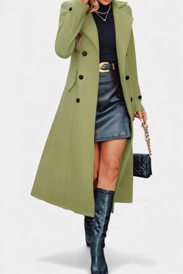 LARA | Long Notched Lapel Double-Breasted Coat