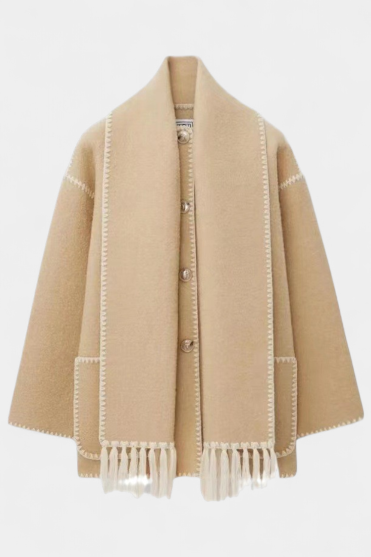 INGRID | Coat with Integrated Scarf and Fluid Silhouette