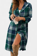 Sandrine Brushed Check Hooded Jacket with Button Closure