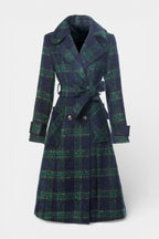 LYDIA | Long Crossed Coat in Blue-Green