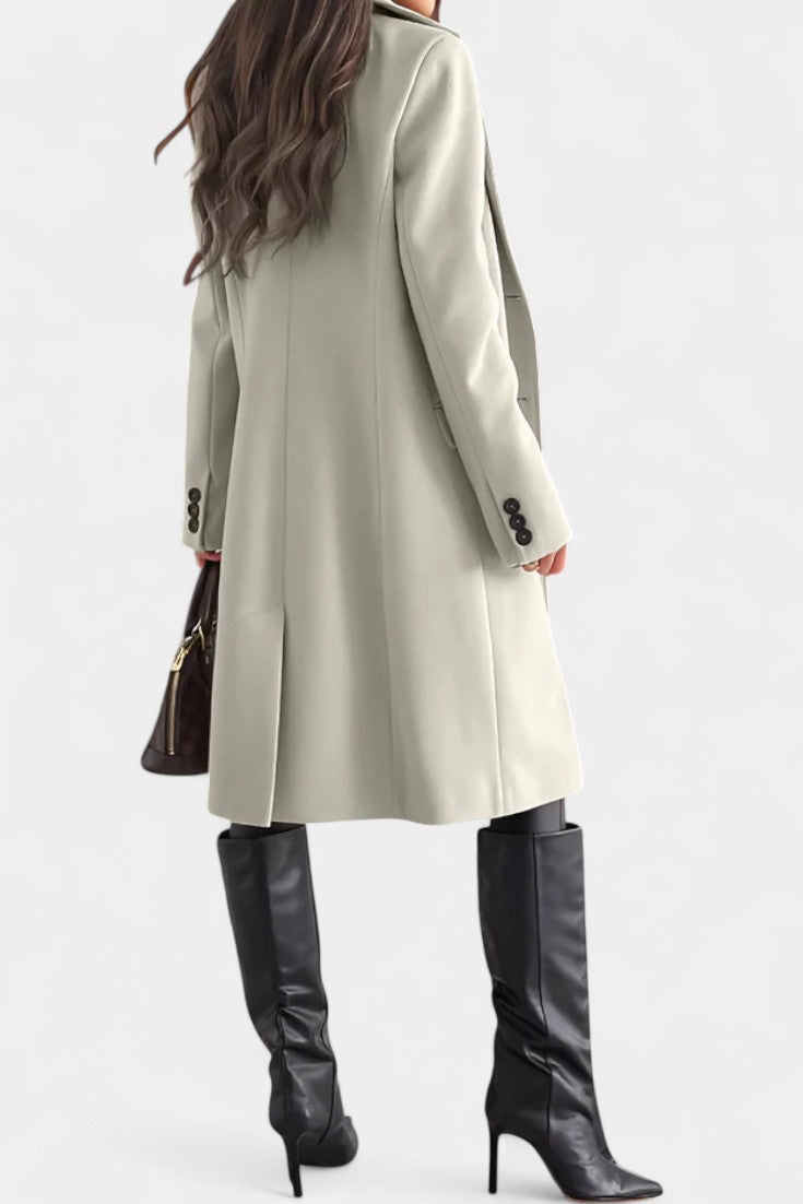 LORENA | Mid-Length Coat with Single Button and Notched Collar