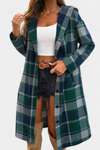 Sandrine Brushed Check Hooded Jacket with Button Closure