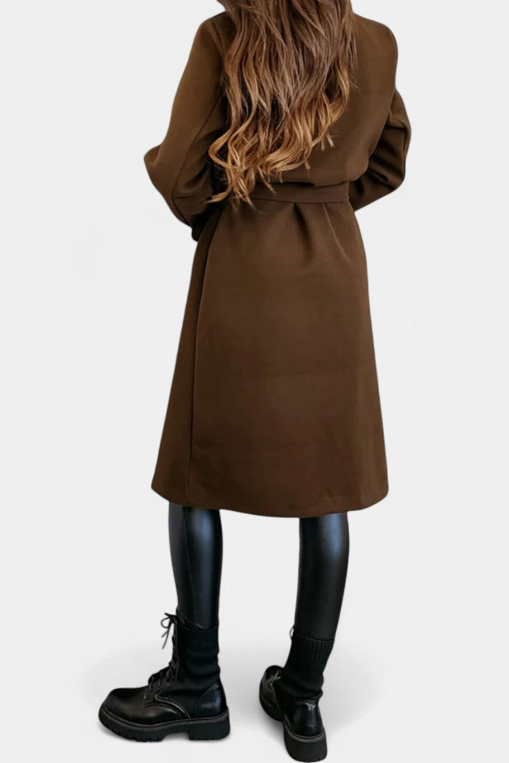 CASSANDRA | Double-Breasted Coat with Tie Belt