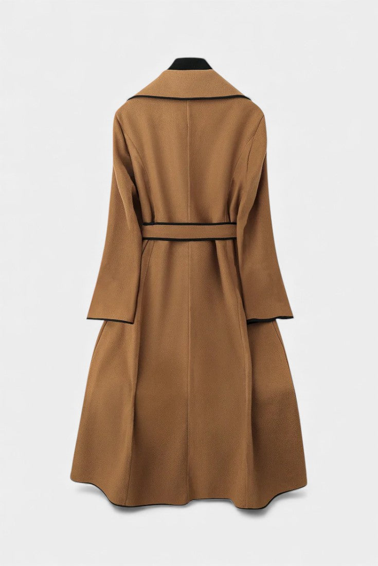 ESTELLE | Long Coat with Revers and Colored Belt