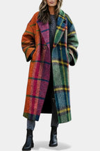 Suhana Contrast Checkered Coat with Elegant Notched Collar