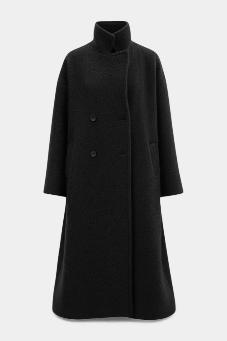 KATE | Long Oversized Double-Breasted Coat with Notched Collar