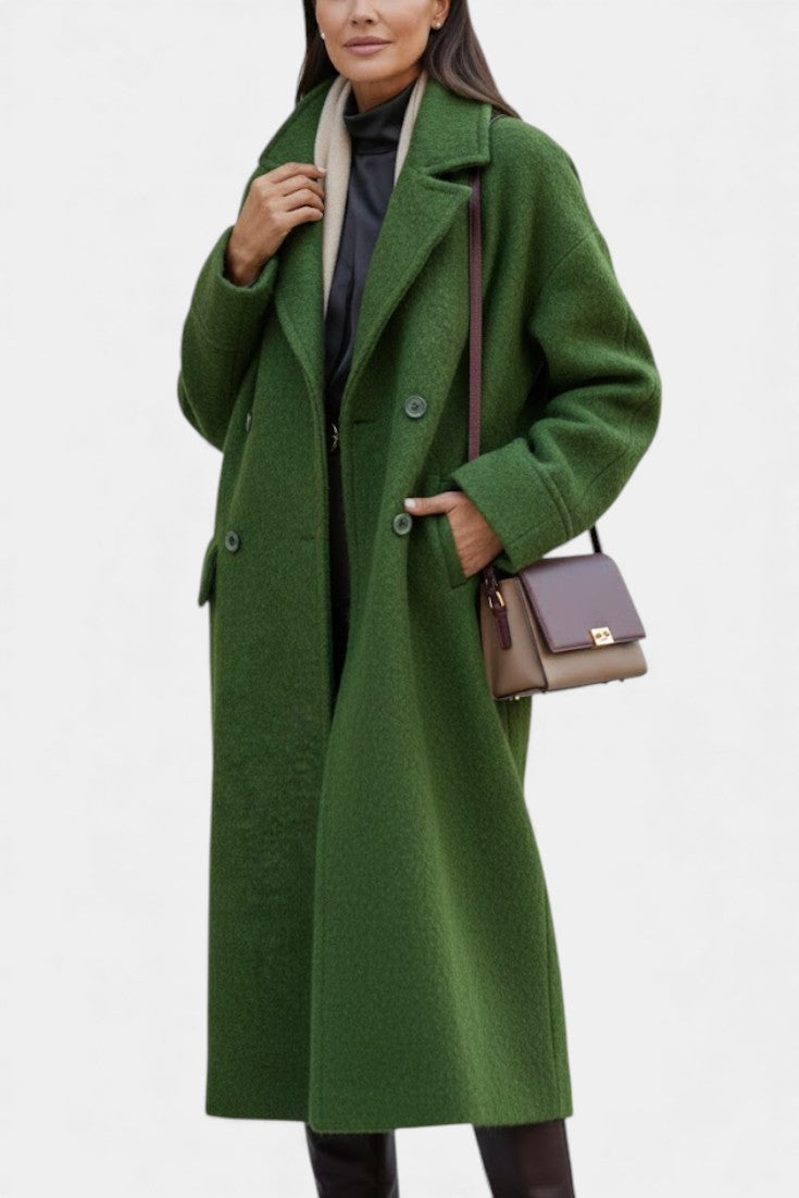 KATE | Long Oversized Double-Breasted Coat with Notched Collar