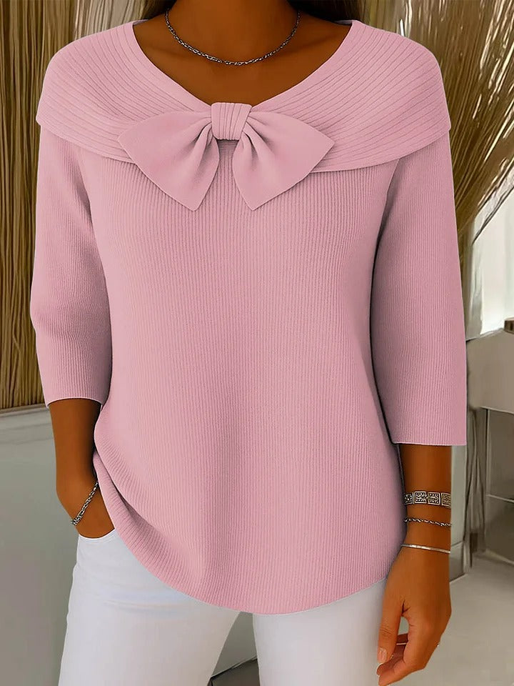 ELEANOR | Women's Sweater with Bow and Round Neckline
