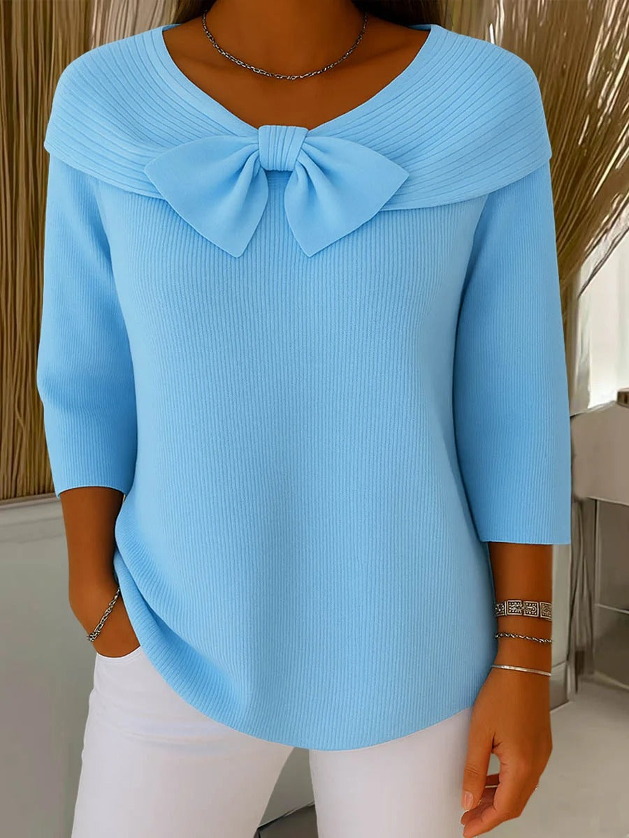 ELEANOR | Women's Sweater with Bow and Round Neckline