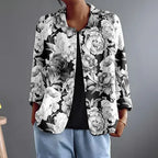 Gloria | Monochrome Floral Relaxed Open Shirt