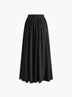PEARL | Women's High Waist Pleated A-Line Maxi Skirt with Pockets