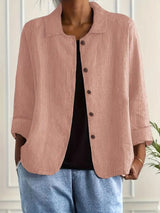 Barbara | Crinkled Clay Pink Point-Collar Blouse