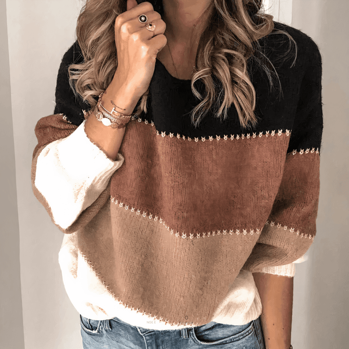 Elise Moretti | Colour Block Knit Sweater For Women