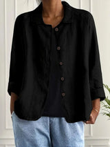 Patricia | Relaxed Black Button-Through Blouse