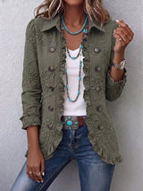 Kamberly | Boho-Chic Floral Embroidered Ruffled Jacket