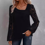Patricia | Women’s long-sleeved top with a cut-out and patchwork lace