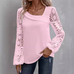 Patricia | Women’s long-sleeved top with a cut-out and patchwork lace