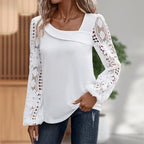 Patricia | Women’s long-sleeved top with a cut-out and patchwork lace