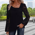 Patricia | Women’s long-sleeved top with a cut-out and patchwork lace