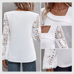 Patricia | Women’s long-sleeved top with a cut-out and patchwork lace
