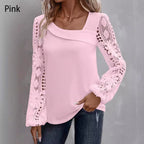 Patricia | Women’s long-sleeved top with a cut-out and patchwork lace