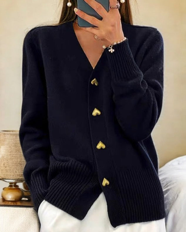 SOPHIA | Elegant Cardigan with Heart Buttons