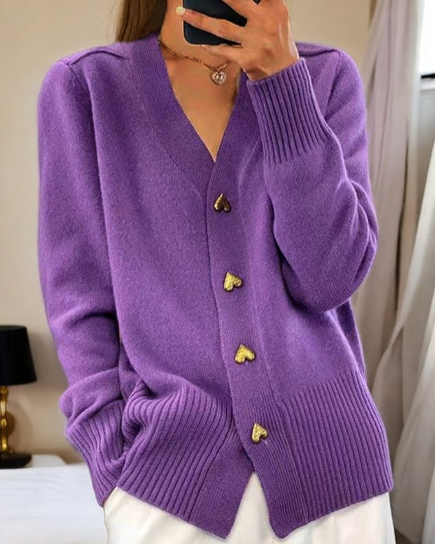 SOPHIA | Elegant Cardigan with Heart Buttons