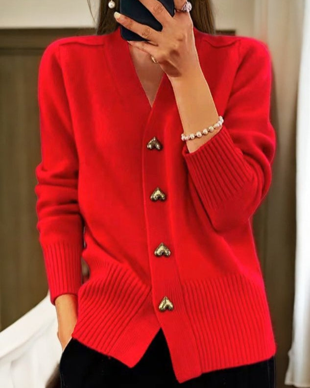 SOPHIA | Elegant Cardigan with Heart Buttons