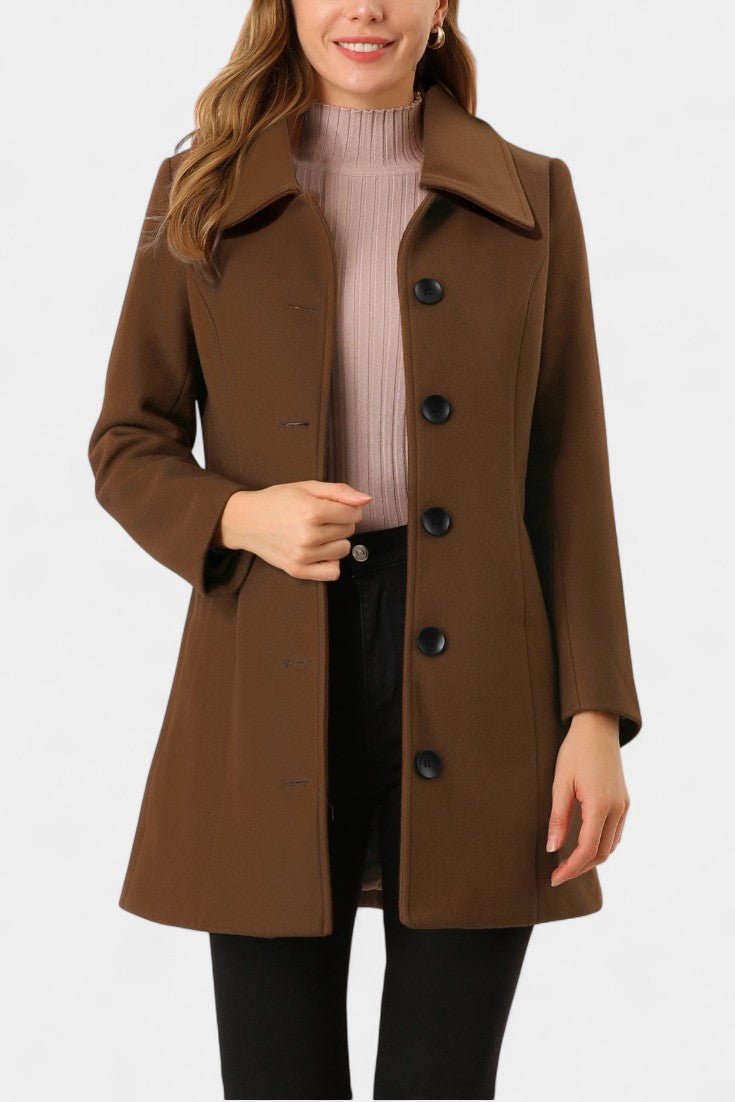 GRETA | Long Thick Coat with Faux Fur Collar