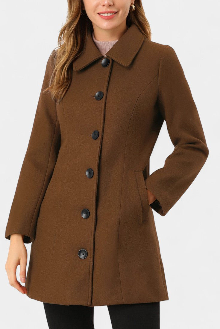 GRETA | Long Thick Coat with Faux Fur Collar