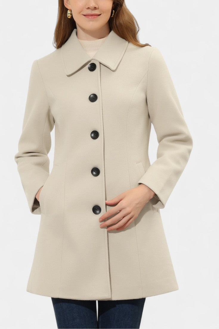 GRETA | Long Thick Coat with Faux Fur Collar
