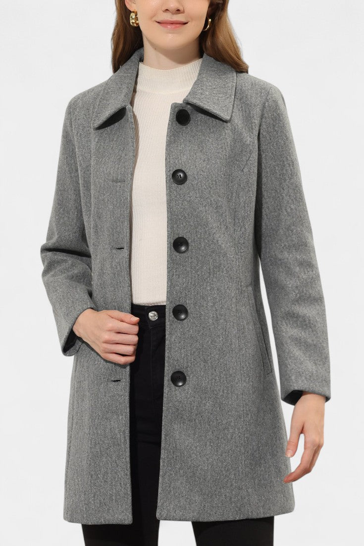GRETA | Long Thick Coat with Faux Fur Collar