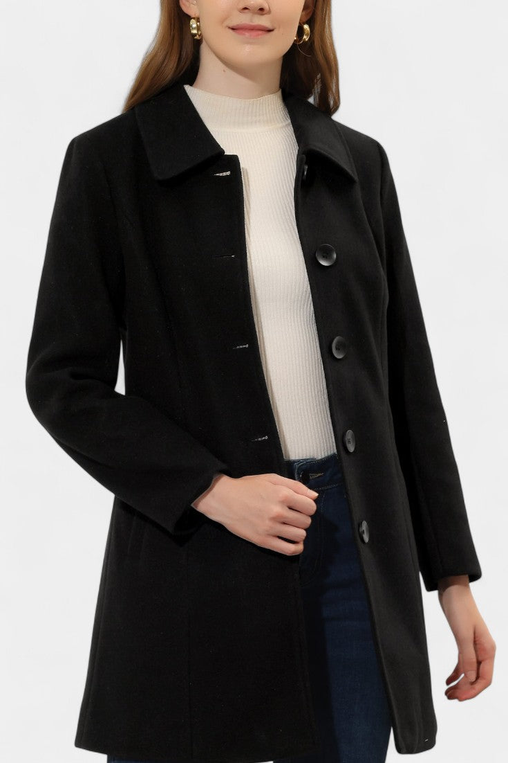 GRETA | Long Thick Coat with Faux Fur Collar