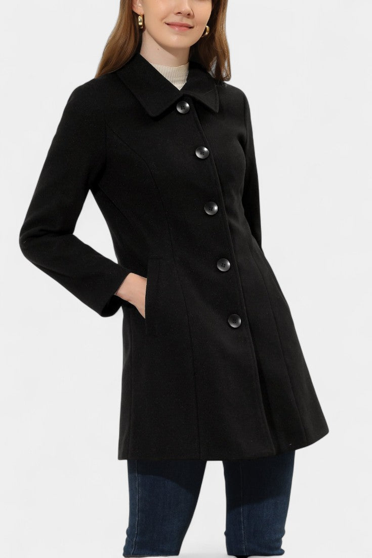 GRETA | Long Thick Coat with Faux Fur Collar