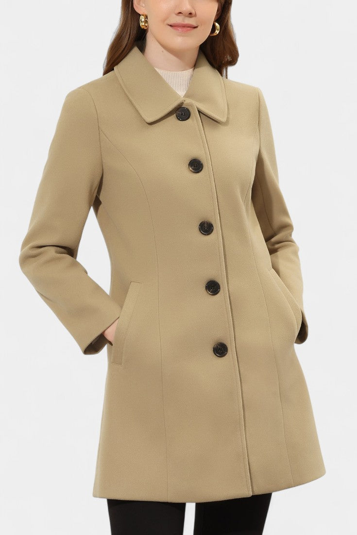 GRETA | Long Thick Coat with Faux Fur Collar