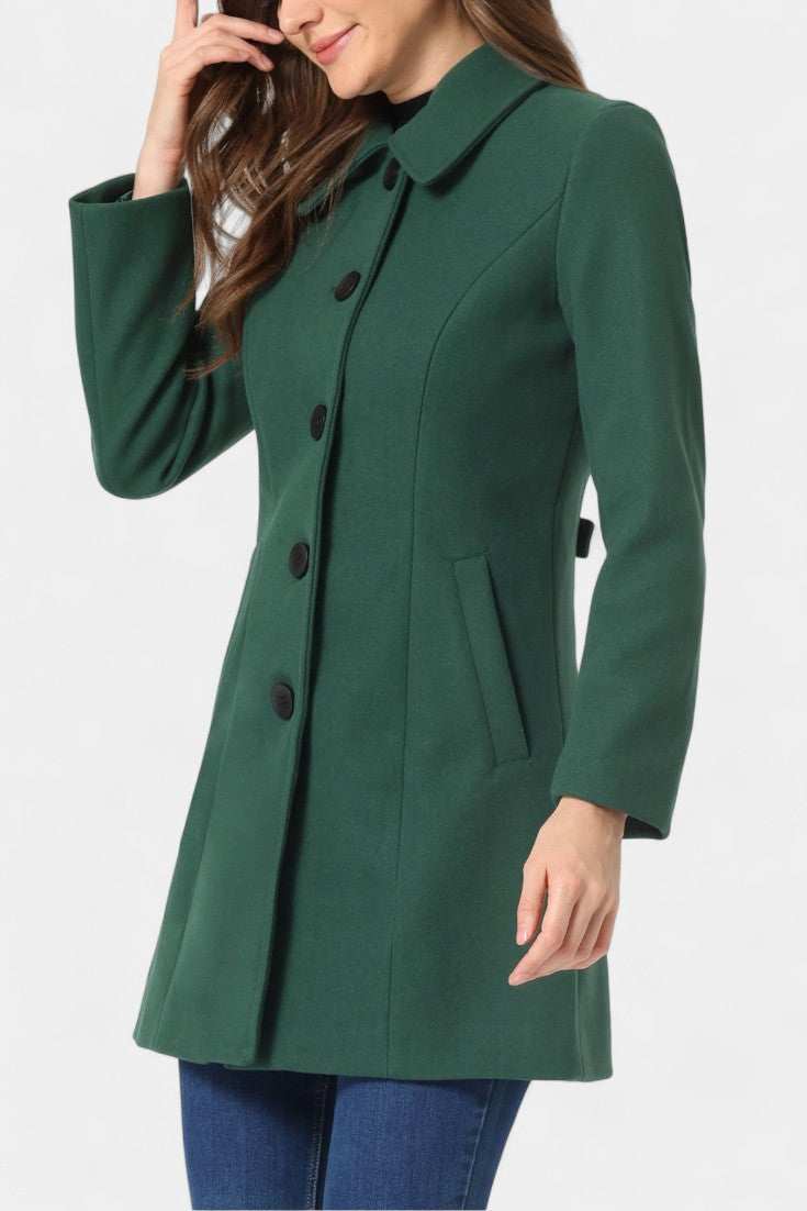 GRETA | Long Thick Coat with Faux Fur Collar