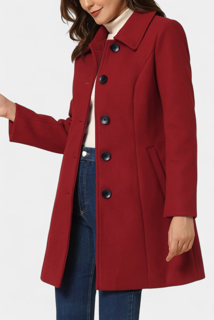 GRETA | Long Thick Coat with Faux Fur Collar