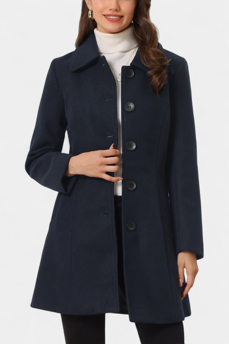 GRETA | Long Thick Coat with Faux Fur Collar